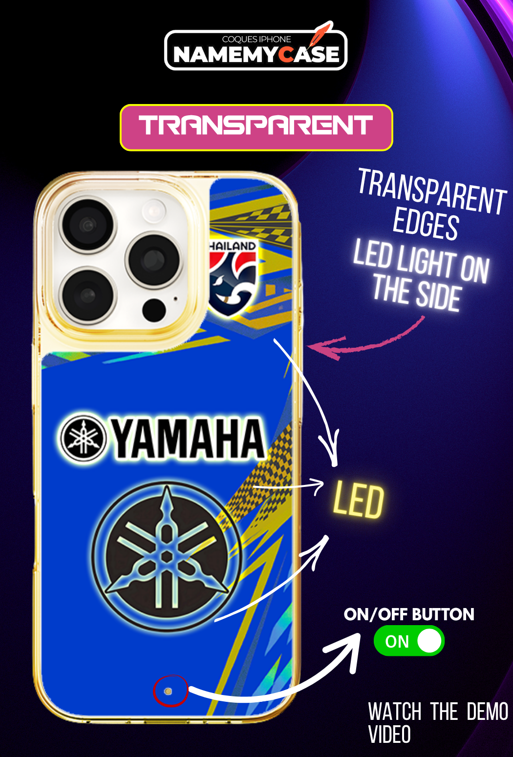 LED Light-Up iPhone Case- Yamaha Bleue