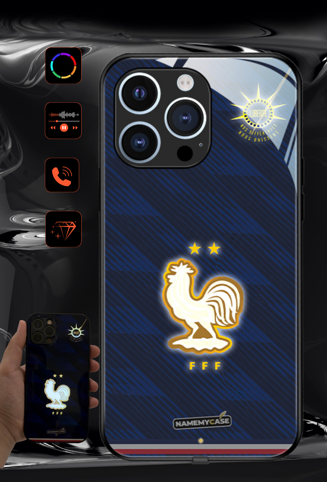 LED Light-Up iPhone Case - France Home World Cup Jerseys