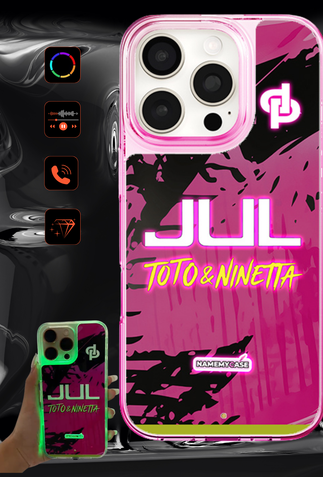 LED Light-Up iPhone Case- JUL Pink