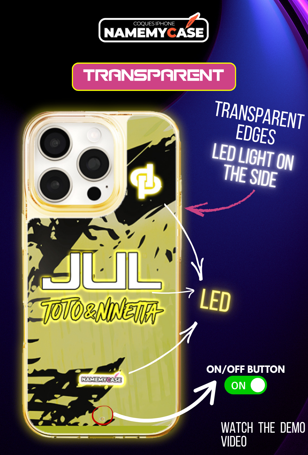 LED Light-Up iPhone Case- JUL Yellow