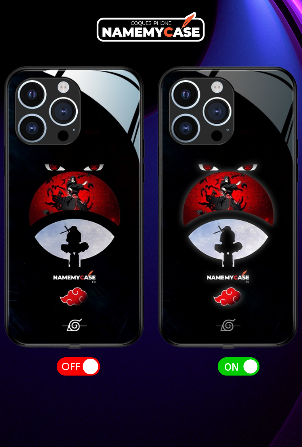 LED Light-Up iPhone Case - Red moon Itachi | Naruto