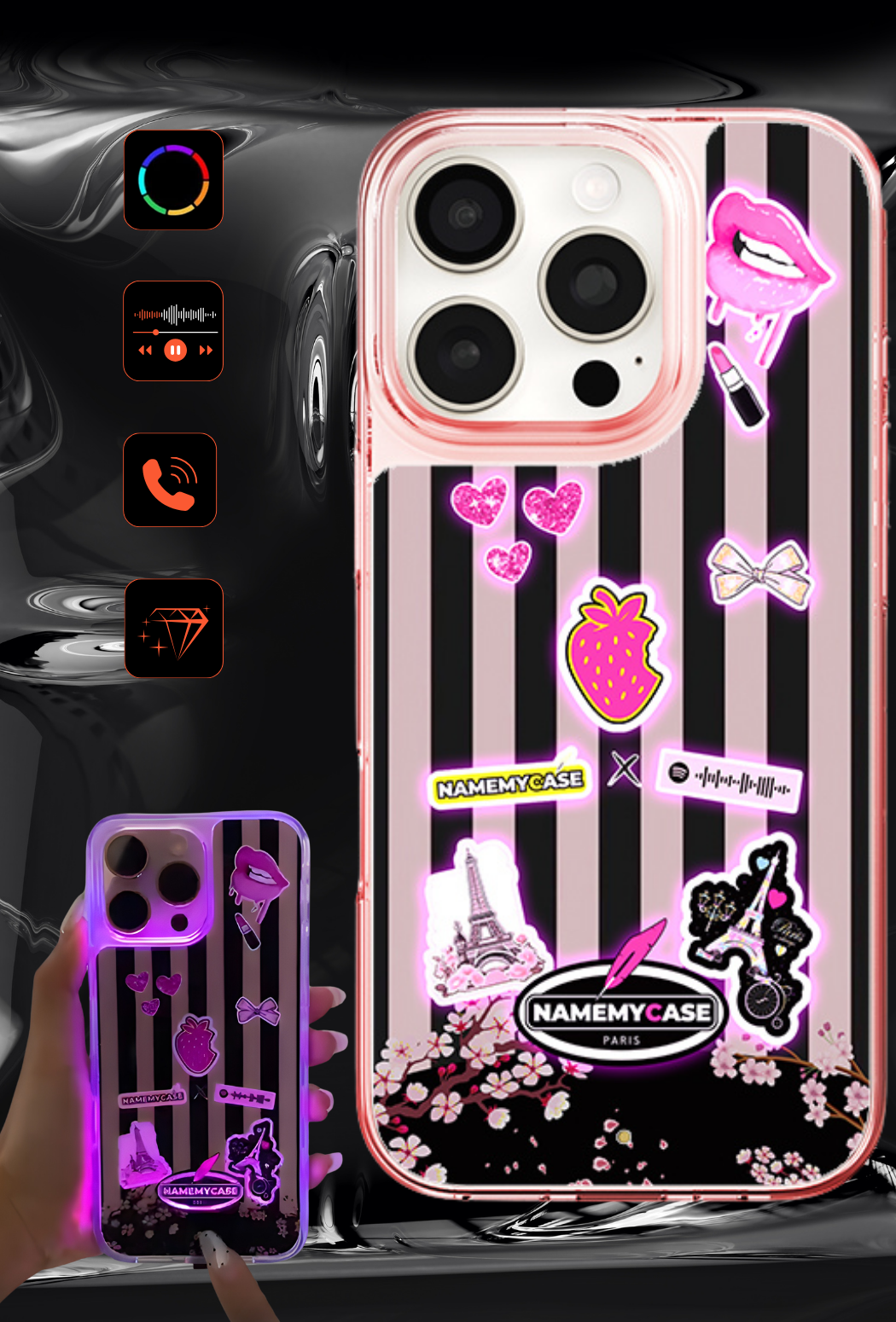 LED Light-Up iPhone Case - Paris Love